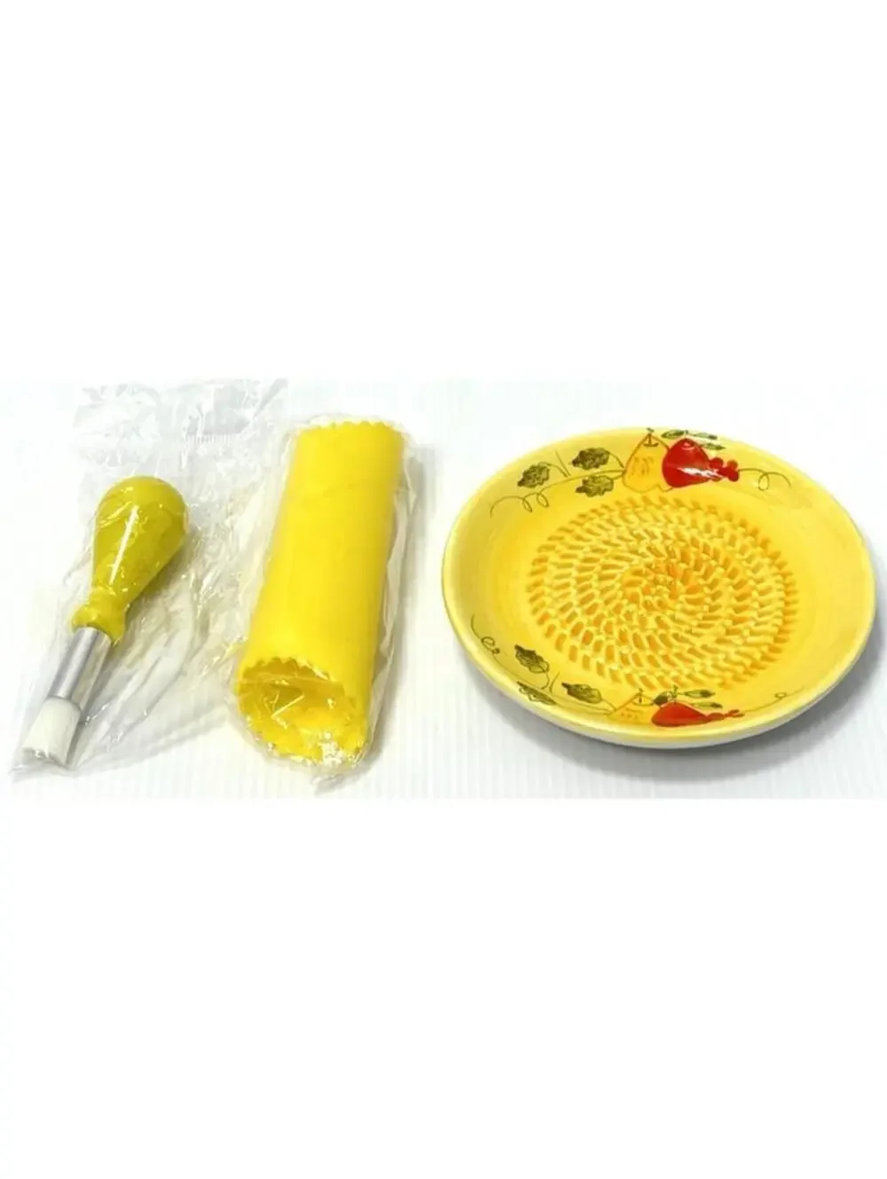 Ceramic Garlic Grater Plate Set Garlic Ginger Nutmeg Parmesan With Peeler &Brush